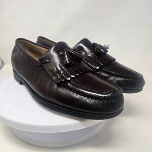SAS Mens Cordovan Leather Kiltie Tassel Loafers Handsewn Burgundy Dress Shoes
